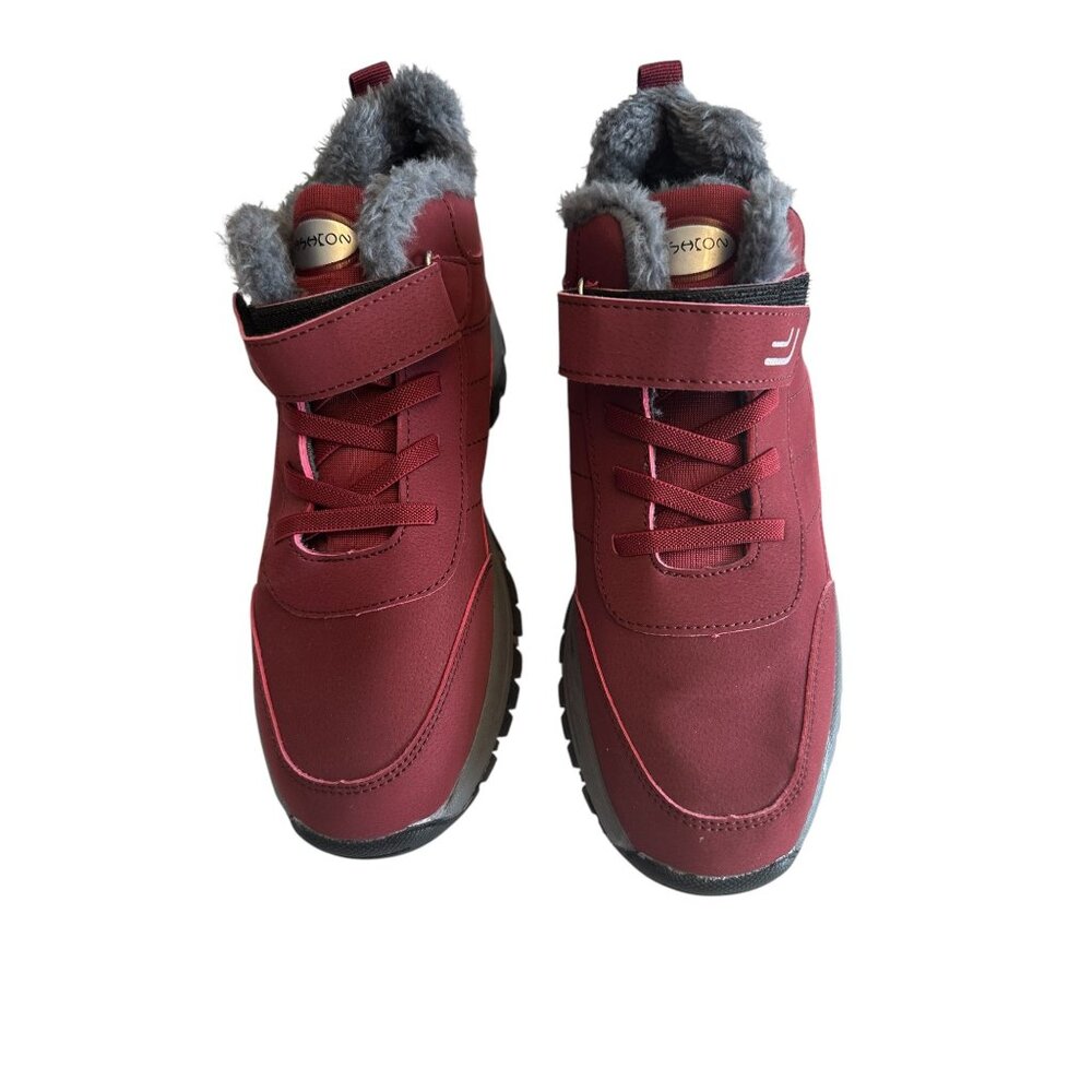 Women's Waterproof Winter Boots W/ Faux Fur Lining Red Non-Slip Sole Adjustable